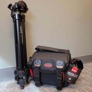 SONY a6000 kit w/ lenses, NWT bag, tripod